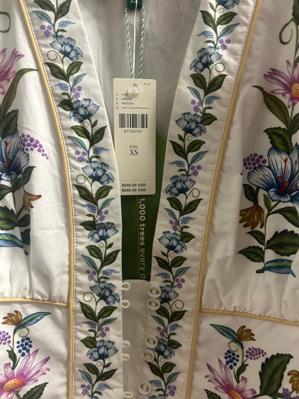 FARM Rio White Floral Embroidered Mini Dress with Yellow Piping - Picture 6 of 8